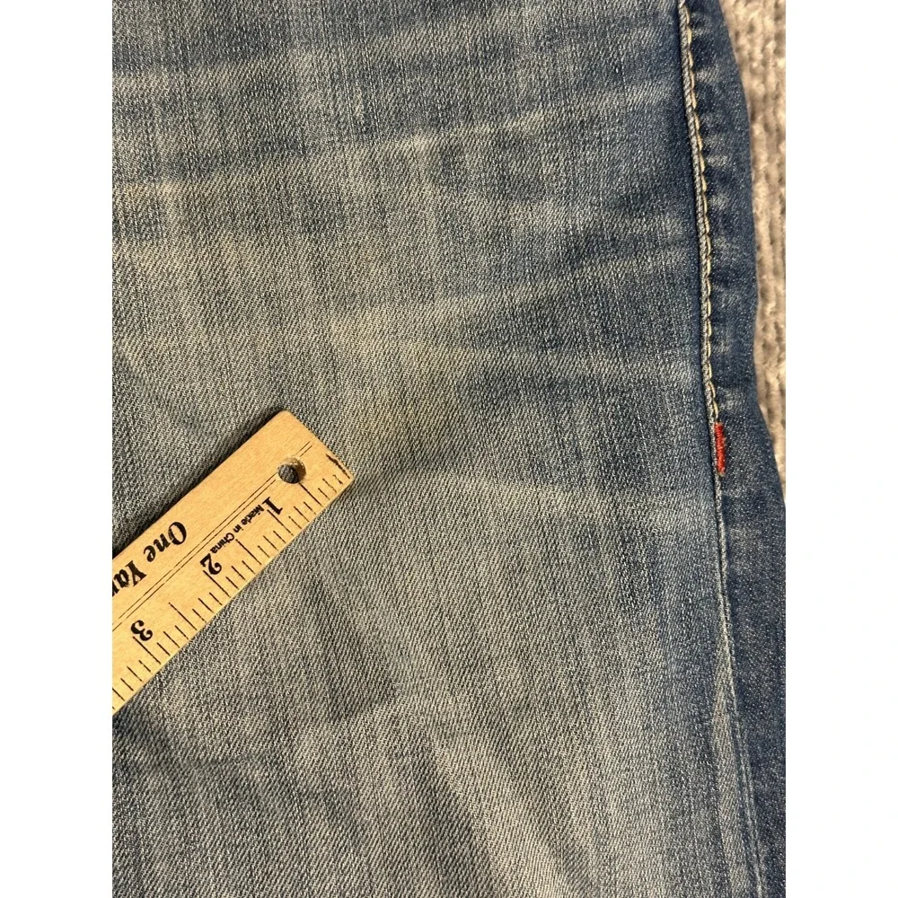 True Religion Straight Flap Old Multi Big T Distressed Blue Jeans Mens 40 X 34